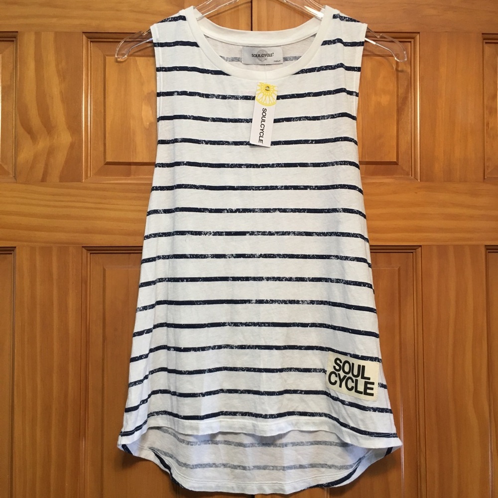SoulCycle Navy & White Striped Muscle Tank